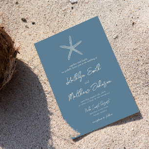 Invitation Dusty Blue Starfish Beach Destination Mariage