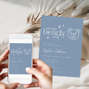 Invitation Dusty Blue Teddy Bear peut attendre Baby shower