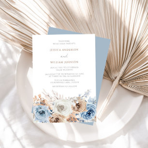 Invitation Dusty Blue Terracotta Boho Floral Mariage