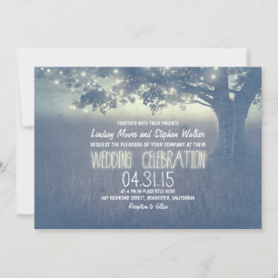 Invitation Dusty Blue Tree Rustic Mariage extérieur