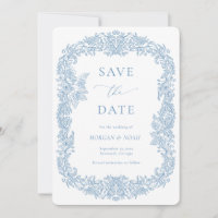 Dusty Blue Vintage Baroque Floral Enregistrer la d