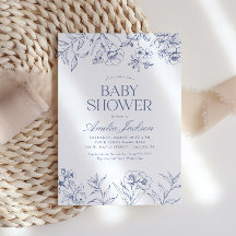 Dusty Blue Vintage Floral Chinoiserie Baby shower