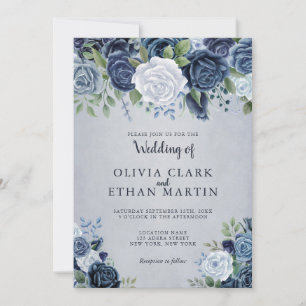 Invitation Dusty Blue Watercolor Floral