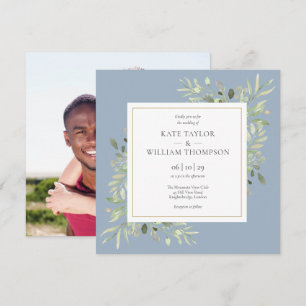 Invitation Dusty Blue Watercolor Mariage photo