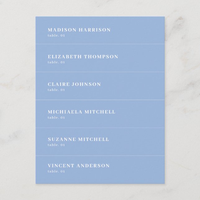 Invitation Dusty Blue Wedding Place Name Card DIY (Devant)