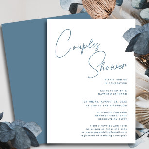 Invitation Dusty Blue Whimsical Script Chic Couples Douche