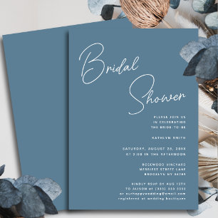 Invitation Dusty Blue Whimsical Script Fête des mariées chic