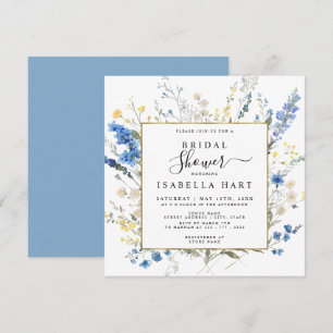Invitation Dusty Blue Wild Floral Dainty Boho Fête des mariée