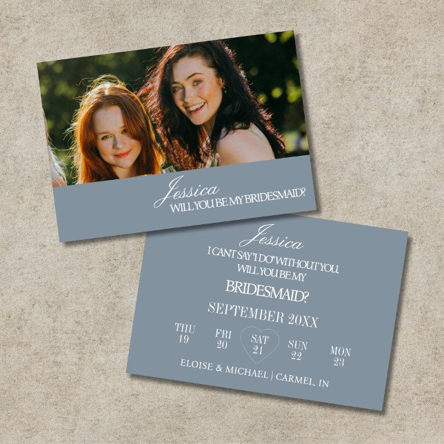 Invitation Dusty Blue Will You Be My Bridesmaid Proposal Card (Dusty Blue Will You Be My Bridesmaid Proposal Card)