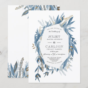Invitation Dusty Blue Wreath avec rustique