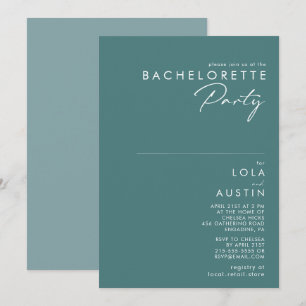 Invitation Dusty Boho Bachelorette verte et bleue