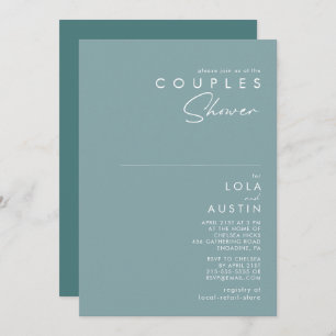Invitation Dusty Boho Douche Couples bleu et vert