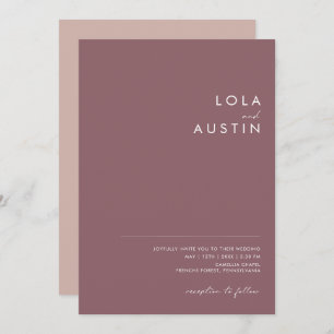 Invitation Dusty Boho   Purple et Rose tout en un Mariage
