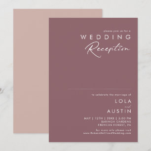 Invitation Dusty Boho   Réception de mariage violet et Rose