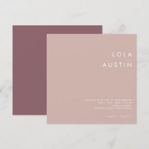 Invitation Dusty Boho Rose et Mariage Carré violet