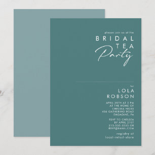 Invitation Dusty Boho   Tea Party de mariage vert et bleu