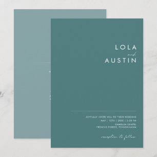 Invitation Dusty Boho Vert et bleu tout en un Mariage