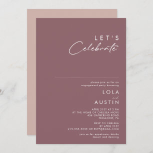 Invitation Dusty Boho Violet et Rose Fêtons