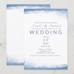 Invitation Dusty Cornflower Blue Aquarelle moderne Mariage