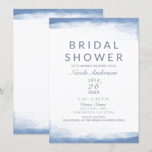 Invitation Dusty Cornflower Blue Mariage Aquarelle Shower de