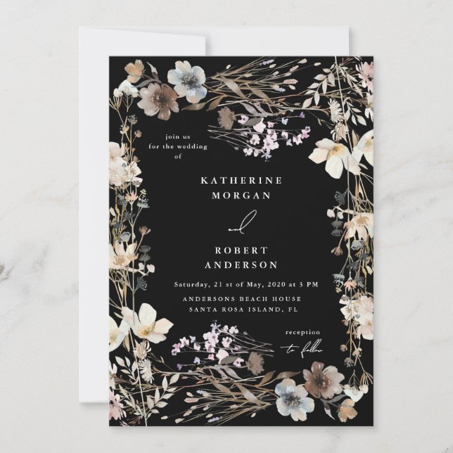 Invitation Dusty Fall Meadow Floral Wedding (Devant)