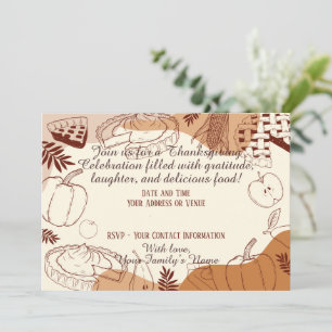 Invitation Dusty Fall Thanksgiving Rustic Elegant