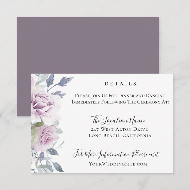 Invitation Dusty Garden Floral Détails du Mariage (Devant / Derrière)