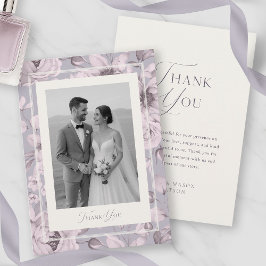 Invitation Dusty Lavender Floral Wedding Photo Thank You Card