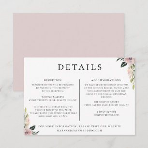 Invitation Dusty Mauve Floral Détails du Mariage Informations