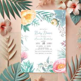 Invitation Dusty Pastel Baby shower d'été tropical floral