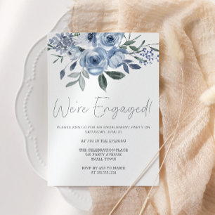 Invitation Dusty Pastel Blue Flowers