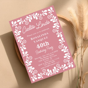 Invitation Dusty Pink Cielito Lindo Mexicain 40e anniversaire