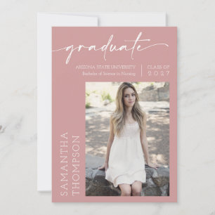 Invitation Dusty Pink Minimaliste Deux Soirée de Graduation P
