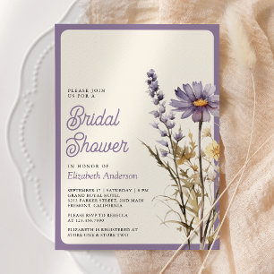 Invitation Dusty Purple Boho Fleur sauvage Photo Fête des mar