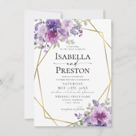 Invitation Dusty Purple Lilac Mauve Gold Foil Mariage
