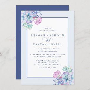 Invitation Dusty Purple Mariage botanique Succulent