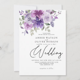 Invitation Dusty Purple Mauve Lilac Jardin Floral Mariage