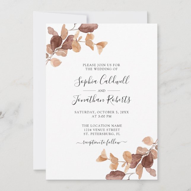 Invitation Dusty Rose All in One Boho Eucalyptus Mariage (Devant)