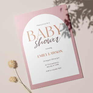 Invitation Dusty rose Baby shower minimaliste neutre entre le