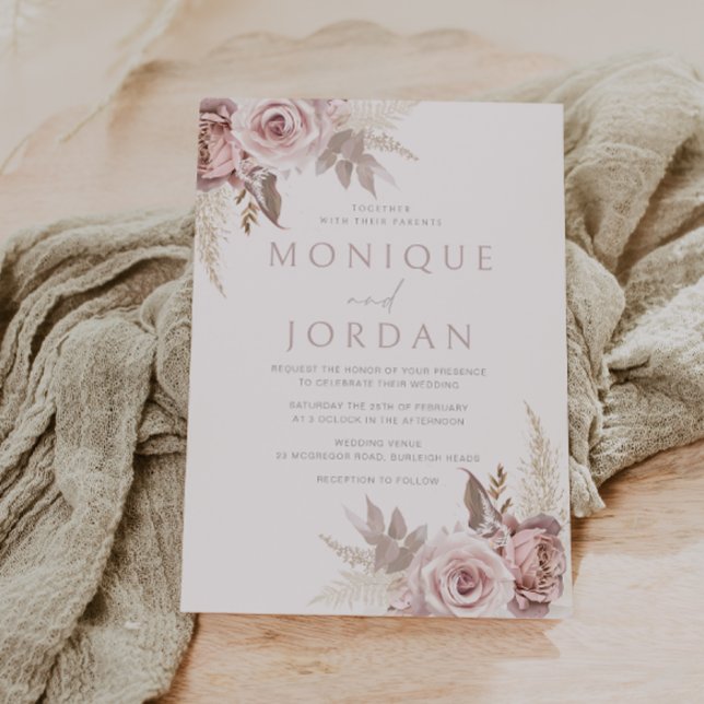 Invitation Dusty Rose Blush Boho Mariage (Créateur téléchargé)