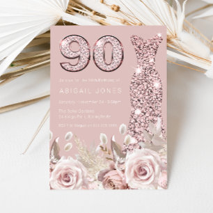 Invitation Dusty Rose Blush Gown élégant 90e anniversaire