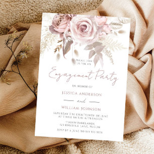 Invitation Dusty Rose Blush & Ivory Floral Engagement Party