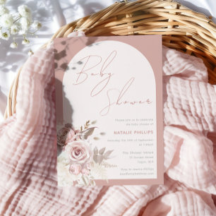 Invitation Dusty Rose Boho Arch Blush Baby shower floral