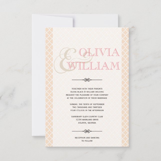 Invitation Dusty rose carrelage marocain et mariage moderne (Devant)