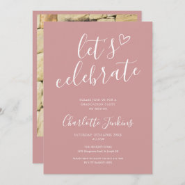 Invitation Dusty Rose Célébrer Script Photo Graduation Party