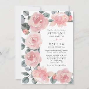 Invitation Dusty Rose Eucalyptus Élégant Mariage floral