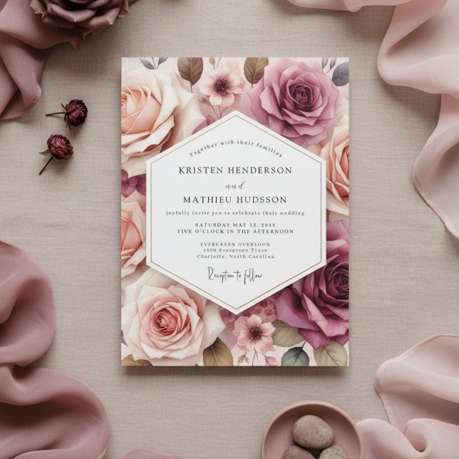 Invitation Dusty Rose Floral Romance Wedding (Créateur téléchargé)