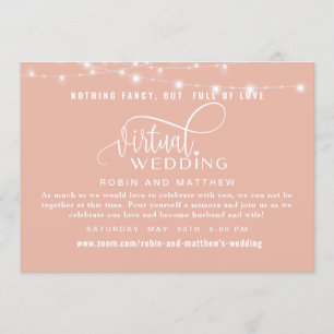 Invitation Dusty Rose Gold avec lumière Mariage virtuel en li