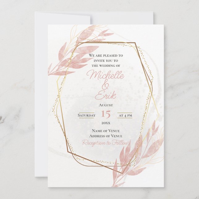 Invitation Dusty Rose Gold encadré Élégant luxe moderne (Devant)