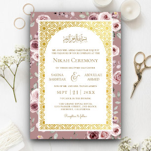 Invitation Dusty Rose Gold Motif islamique musulman Mariage m